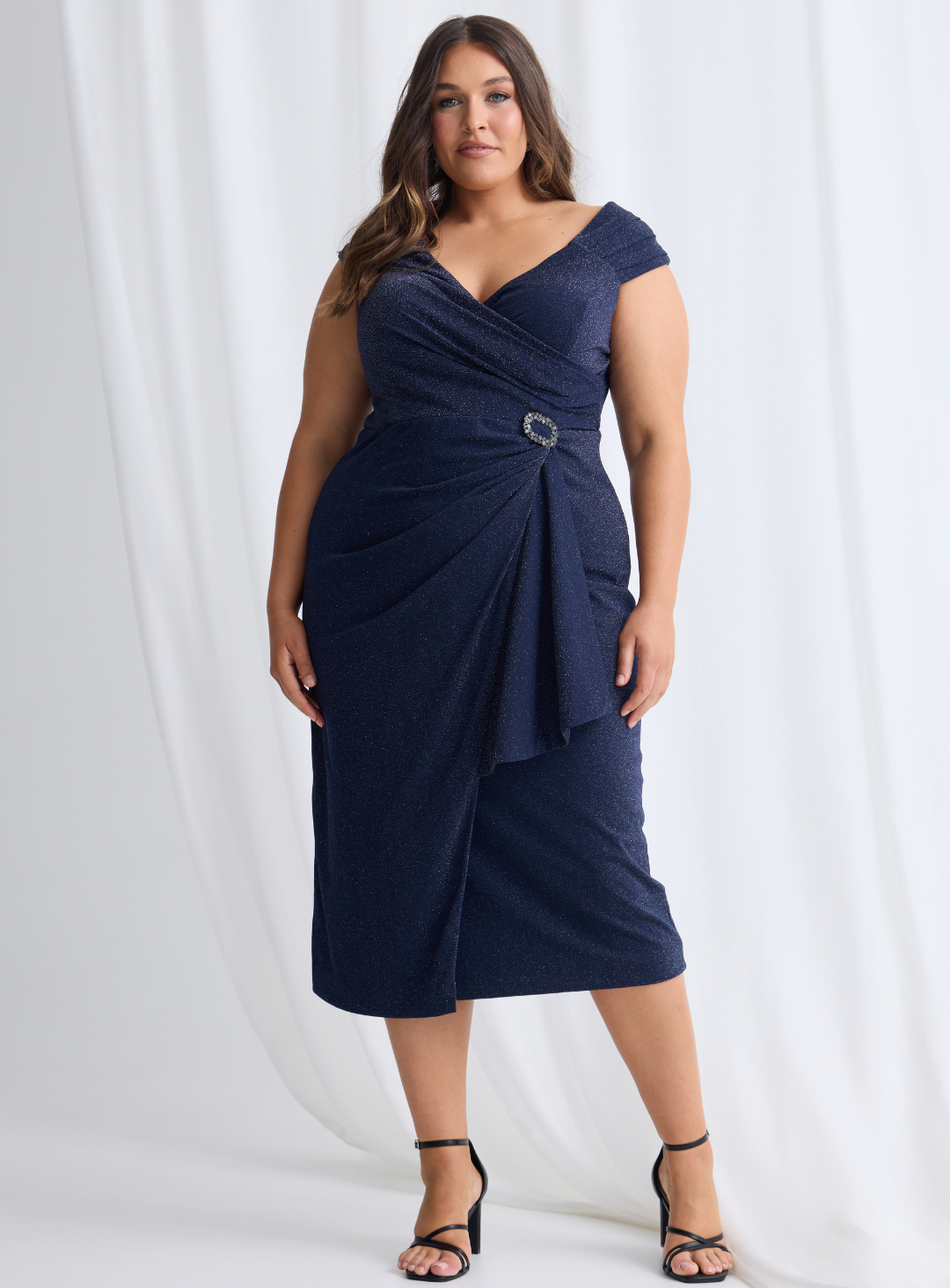 Trellis Lane CONNIE Ruched Strapless Midi Dress