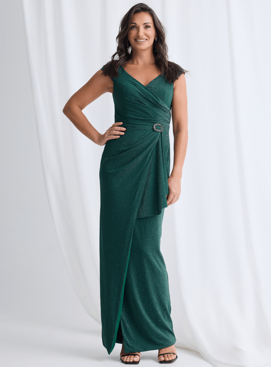 Trellis Lane CONNIE Off Shoulder Ruched Maxi Gown in Australia | One Honey Boutique