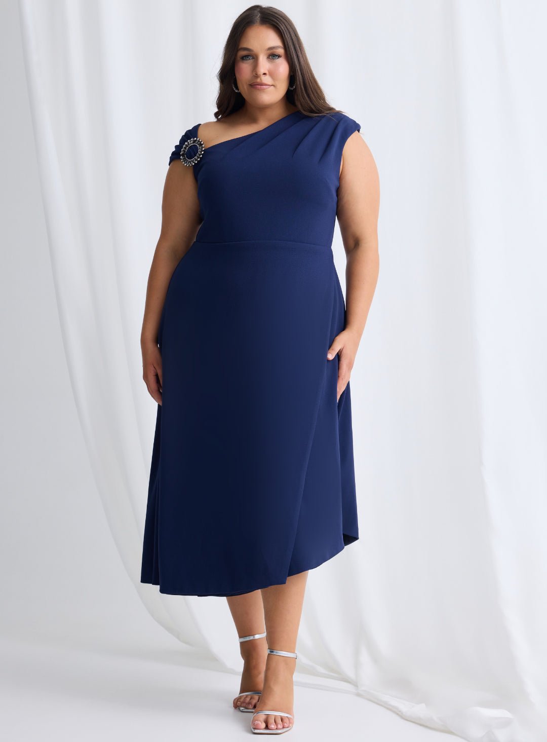 Trellis Lane ORIANA Asymmetric Flared Midi Cocktail & Event Dress in Australia | One Honey Boutique