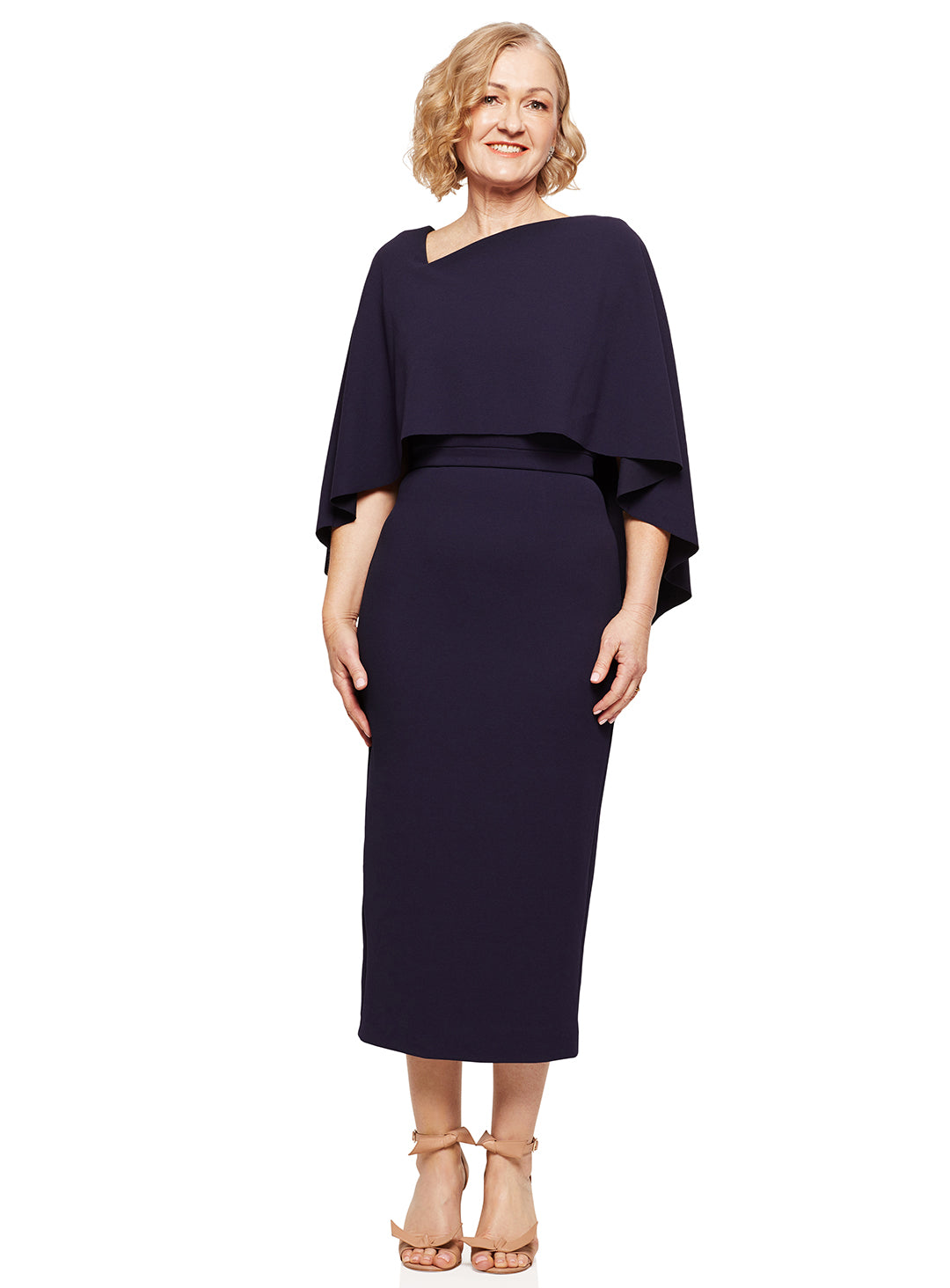 Trellis Lane ORIANA Strapless Draped Bodice Fitted Midi Cocktail Dress