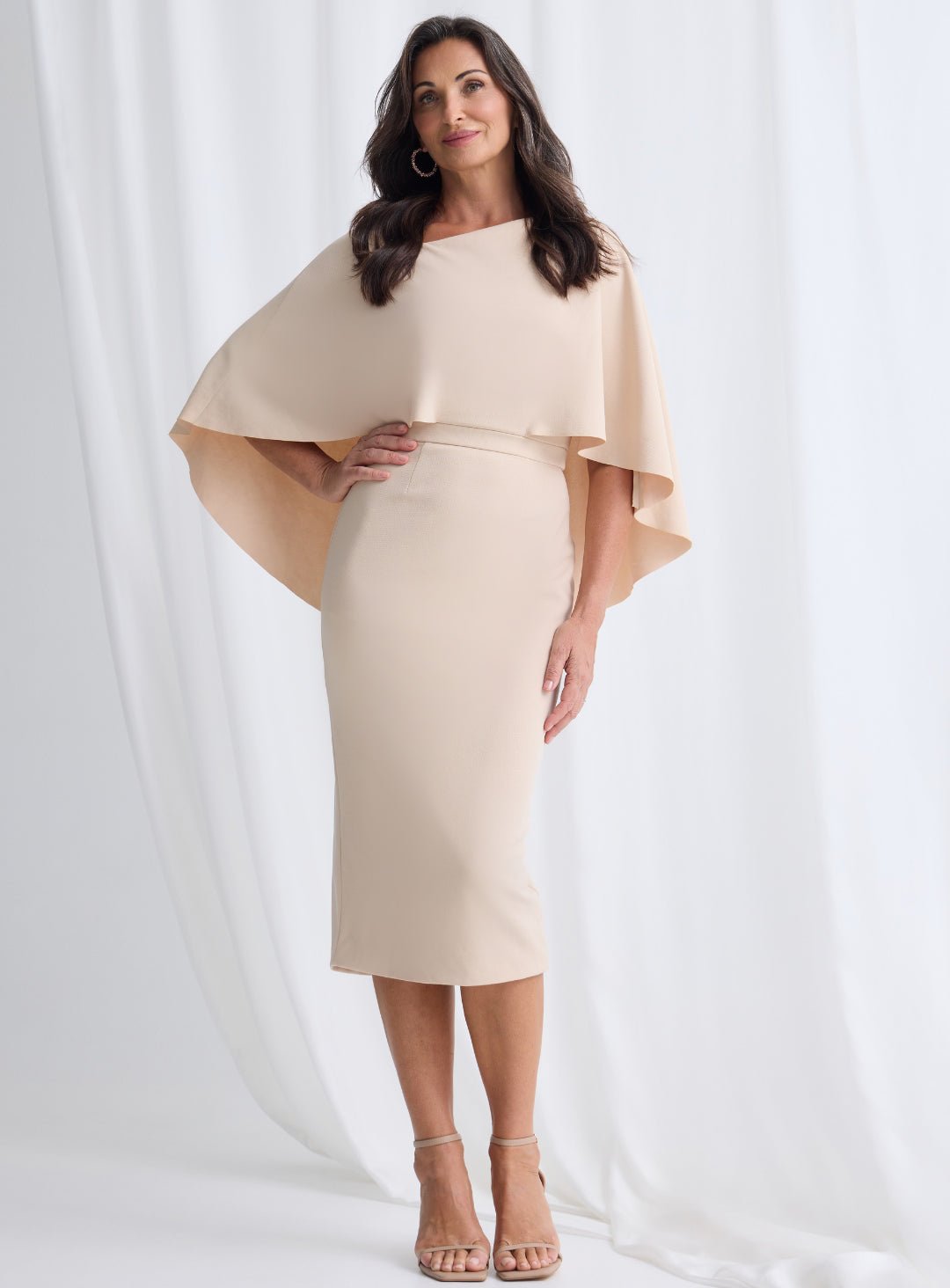 Trellis Lane ORIANA Strapless Draped Bodice Fitted Midi Cocktail Dress in Australia | One Honey Boutique