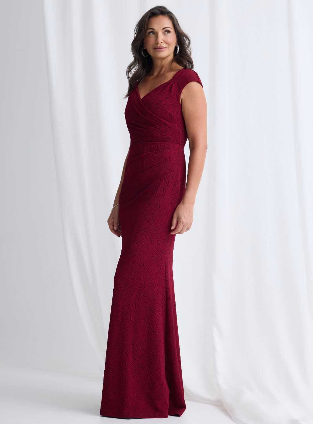 Trellis Lane BAILEY Beaded Mesh Fitted Evening Gown Navy Formal Dress