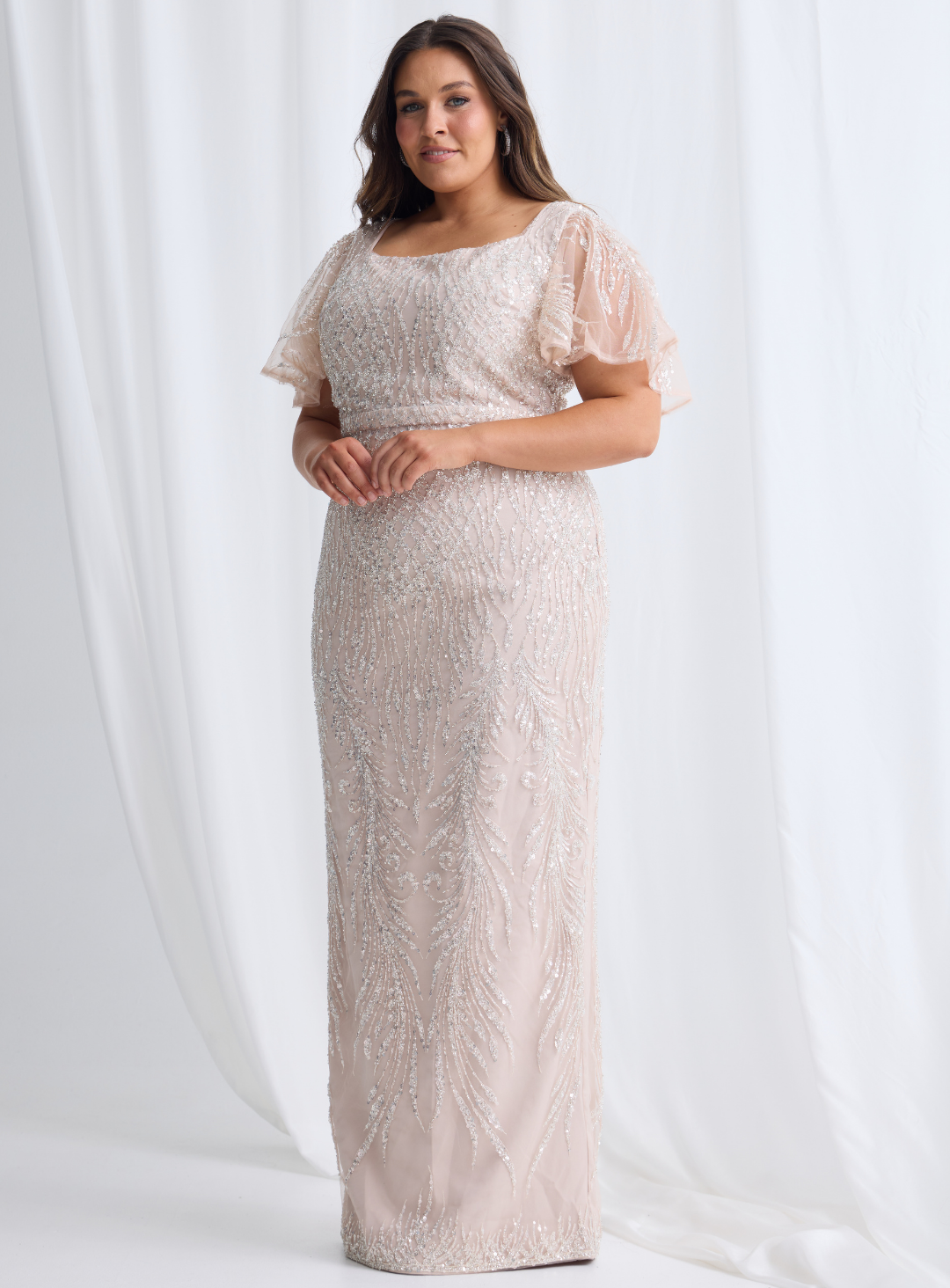 Trellis Lane GEORGIA Beaded Midi Cocktail Dress
