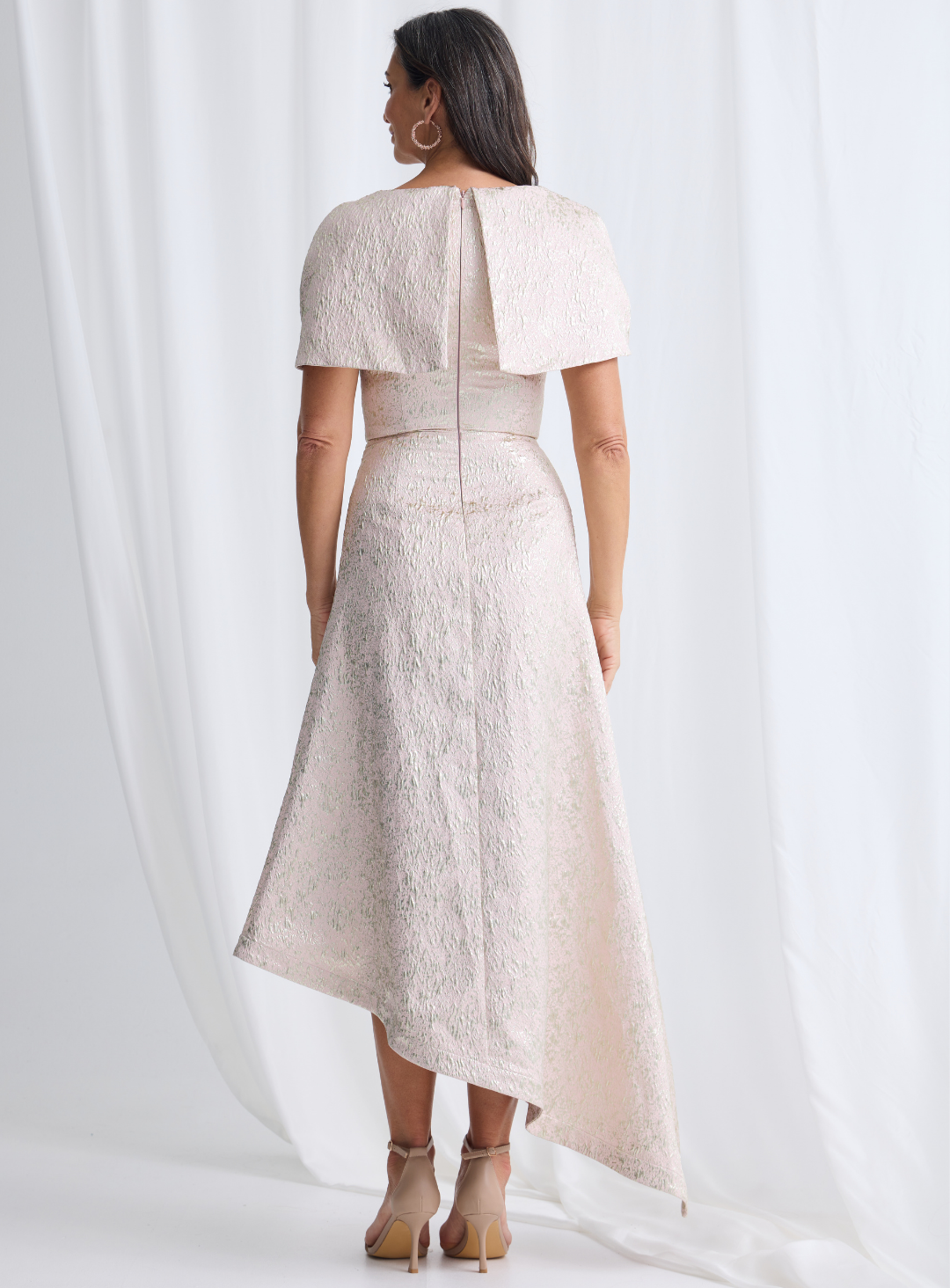 Trellis Lane ARITA Off Shoulder Structured Midi Cocktail Dress