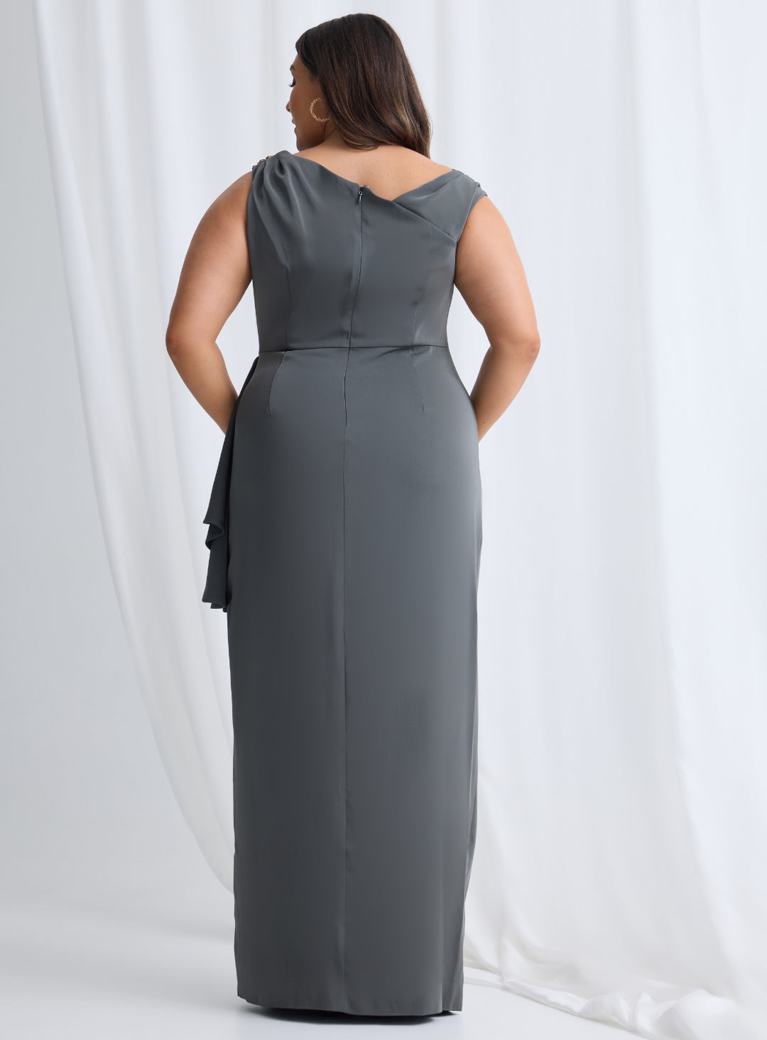 Trellis Lane JANNIE Asymmetrical Broach Strap Evening Dress