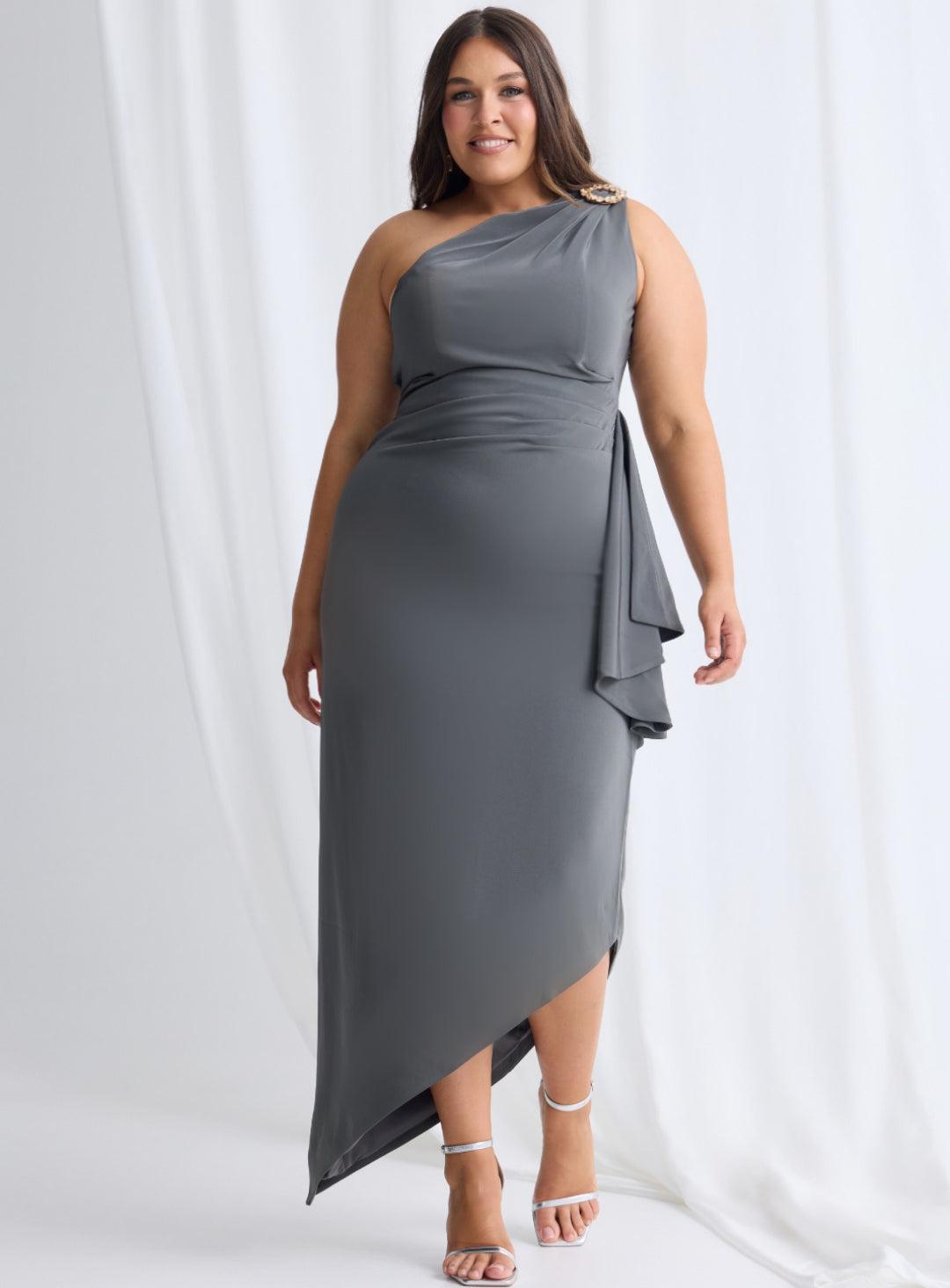 Trellis Lane CHARLIE One-Shoulder Asymmetrical Evening Dress