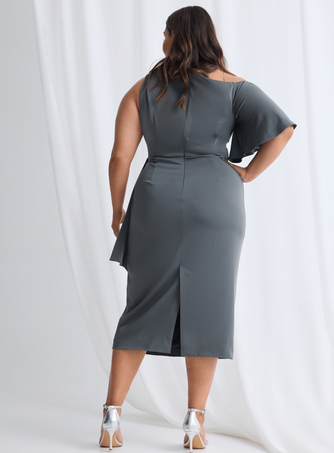 Trellis Lane MISHY Draped Satin Low - Back Midi Cocktail Dress in Australia | One Honey Boutique