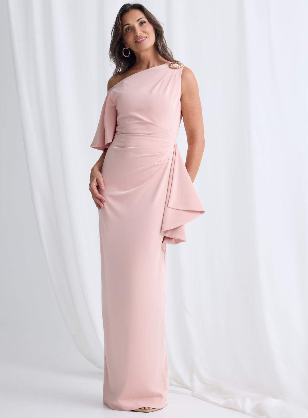 Trellis Lane MISHY Satin Draped Cowl Maxi Cocktail Dress