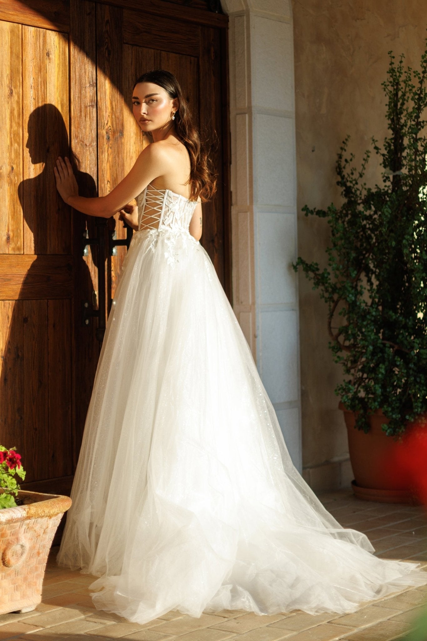 Tina Holly Couture Bridal TW480 DAHLIA Off Shoulder Corset A Line Wedding Dress in Australia | One Honey Boutique