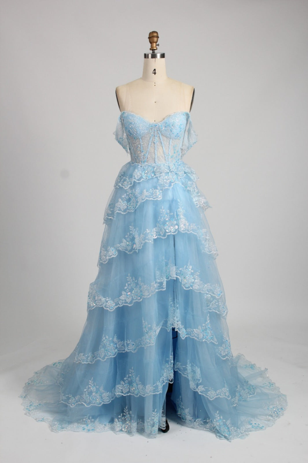 Honey Couture NATASHA off shoulder blue tulle ball gown, Australian designer prom dress, evening formal wear, affordable elegance