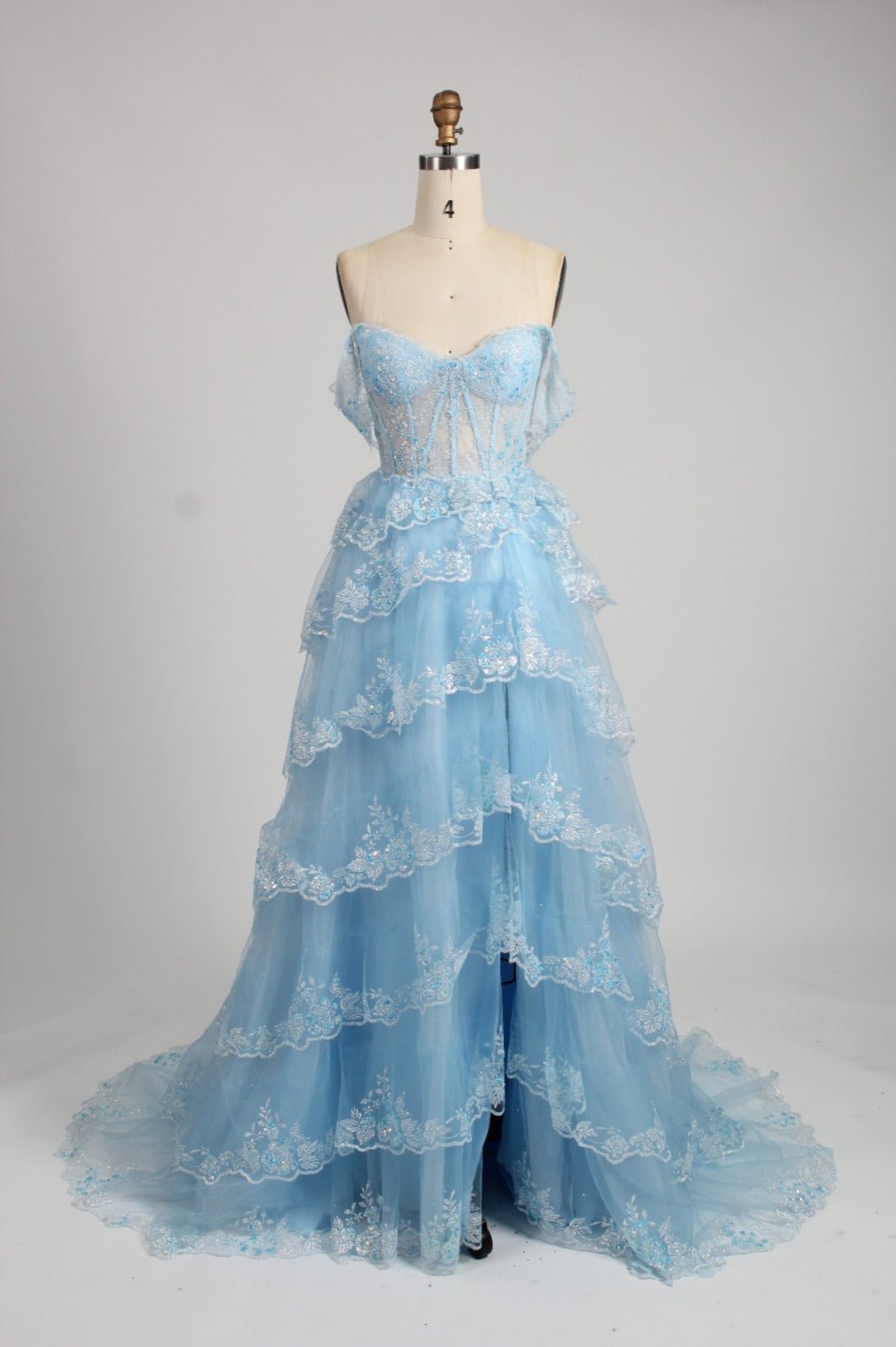 Honey Couture NATASHA Off Shoulder Layered Tulle Ball Gown Formal Dress in Australia | One Honey Boutique