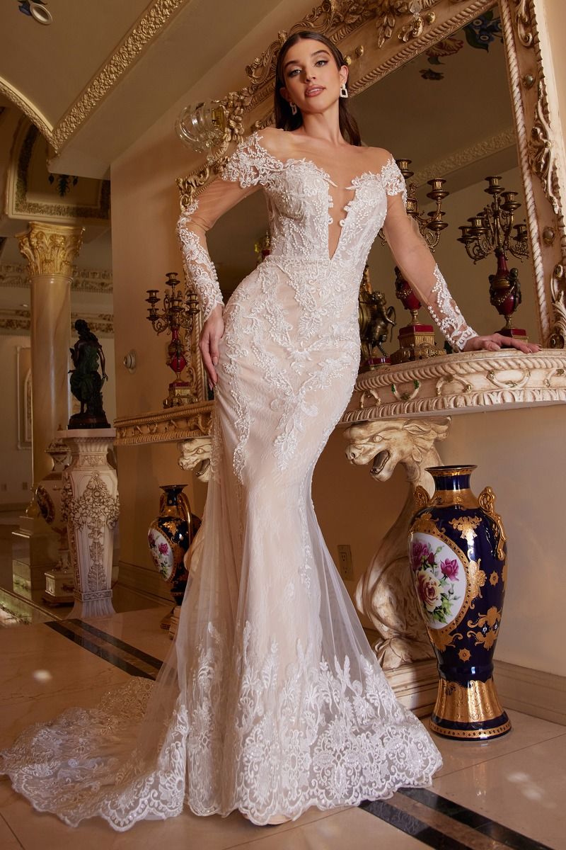 Divinity Bridal FREYA Bohemian High Neck wedding dress, sheer lace mermaid gown, affordable bridal elegance, bridal gown Australia.