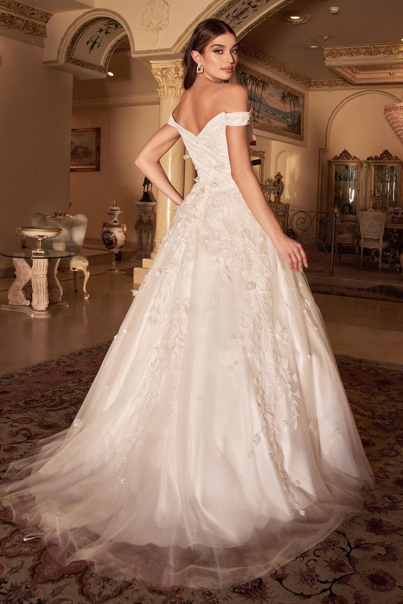 Divinity Bridal COSIMA Floral Tulle Glitter Ball Gown Wedding Dress, Peony White, affordable bridal, bridal gown Australia