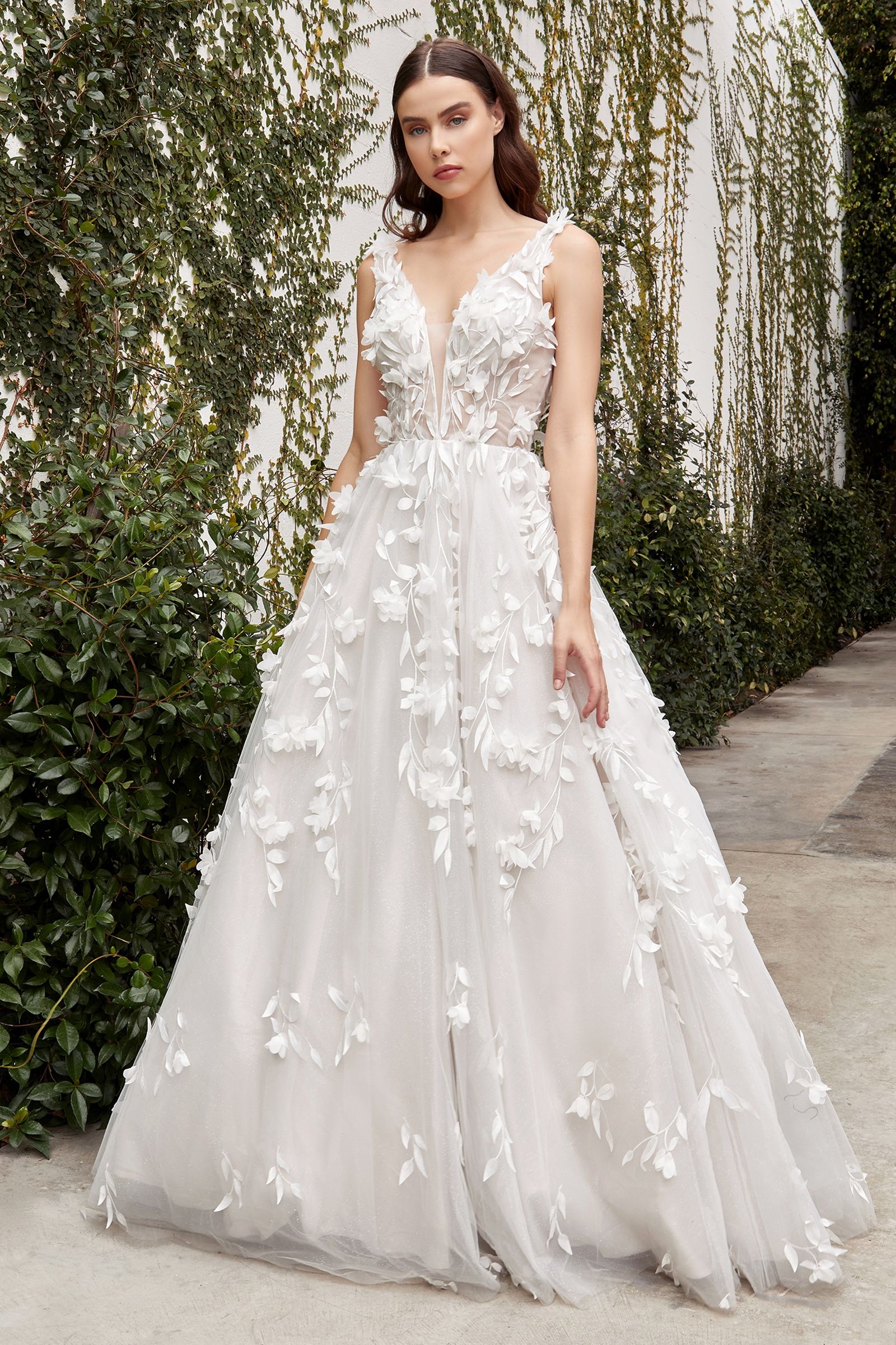 Divinity Bridal MARCELLA A-line applique wedding dress, affordable bridal gown with floral beaded lace & v-neckline, bridal gown Australia.