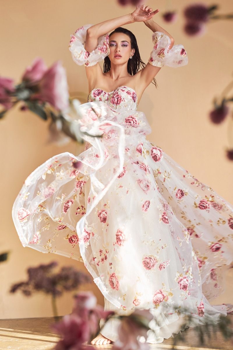 JULISTE Strapless Organza Peony A Line Prom & Formal Dress in Australia | One Honey Boutique