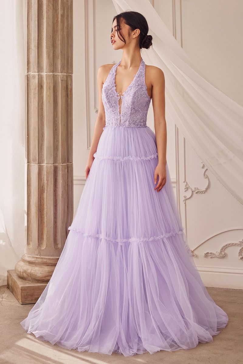 ALESKA Halter Neck Lace Tulle Formal & Prom Dress in Australia | One Honey Boutique