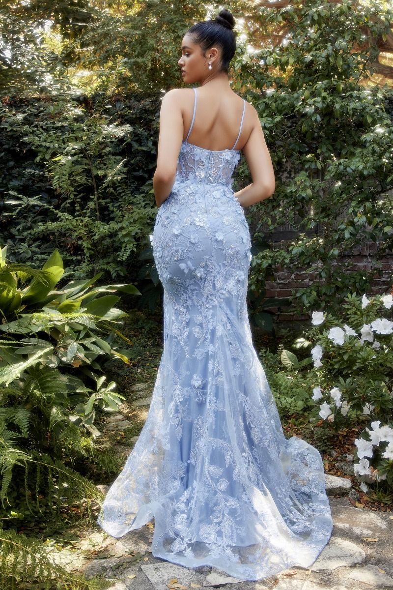 MIONA Corset Zip Back Mermaid Leg Split Prom Dress