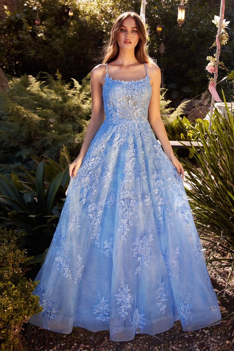 TEODORA Lace Applique A Line Tulle Prom Dress, featuring intricate glitter bodice, strapless neckline. Brisbane to Gold Coast