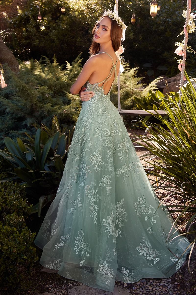 TEODORA Lace Applique A-Line Tulle Dress with intricate floral bodice and flowing skirt, prom gown from Brisbane to Gold Coast.