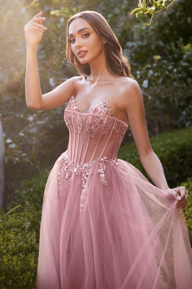 HAVEN Strapless Beaded Bodice Tulle Formal Evening Dress in Australia | One Honey Boutique