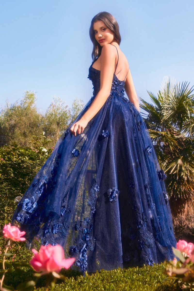 DOSIA Layered Tulle Flower Applique A Line Prom & Formal Dress in Australia | One Honey Boutique