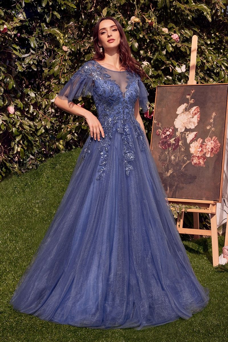 MARISOL Floral Lace A Line Tulle Formal Evening Dress in Australia | One Honey Boutique