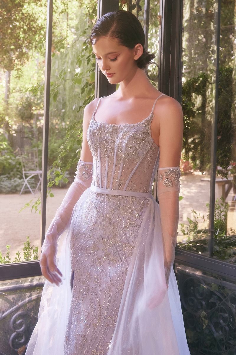 RHODA Beaded Tulle w Removable Overskirt Prom & Formal Dress in Australia | One Honey Boutique