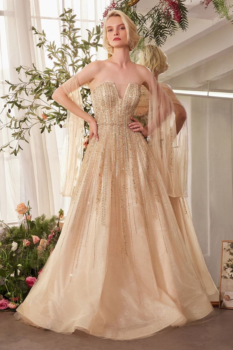 ZDENA Ombre Beaded Couture A Line Prom & Formal Dress in Australia | One Honey Boutique