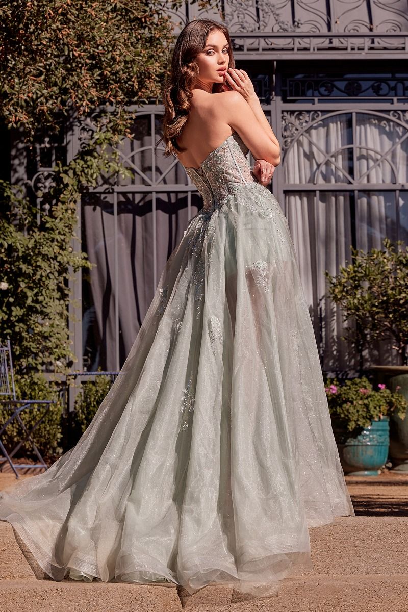 AYLA Long Ball Gown Formal Floral Beaded Couture Prom Dress