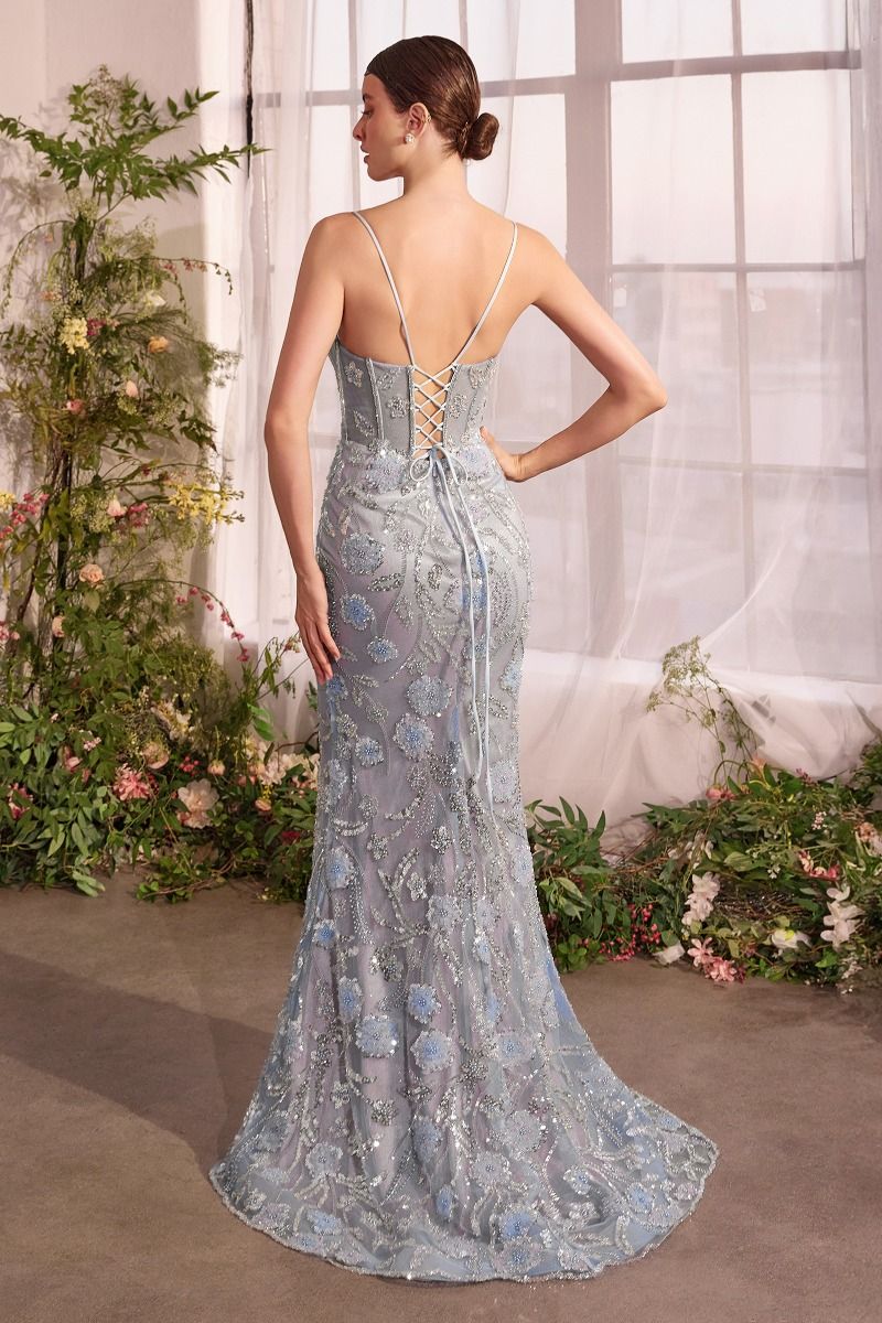 LILITH Couture Metallic Floral Lace Fitted Formal Evening Dress in Australia | One Honey Boutique