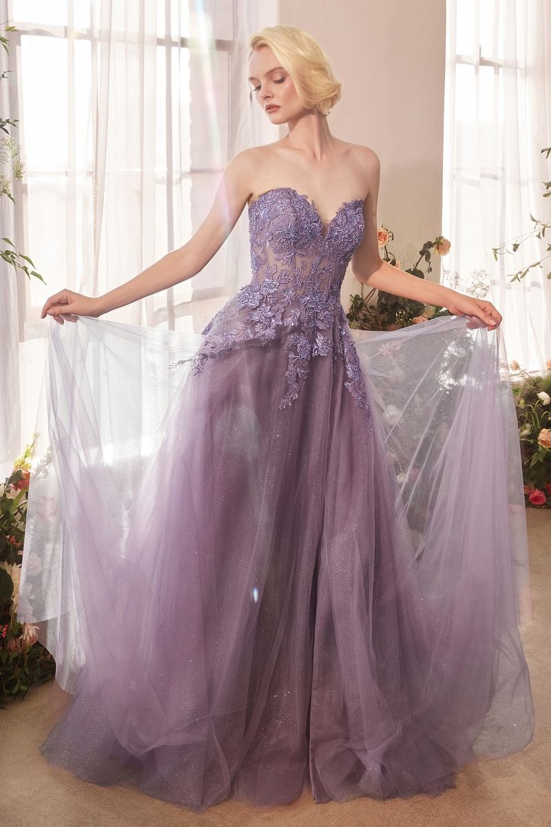IZA Strapless A-Line dress with lace bodice and tulle skirt, perfect for prom or formal occasions. Brisbane to Gold Coast, Australia.