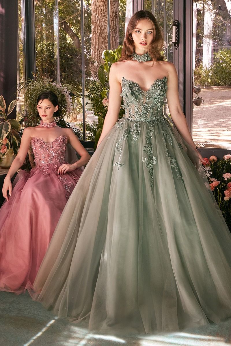 ARUM Strapless lace bodice prom gown with tulle skirt, elegant design for formal occasions, Brisbane to Gold Coast.