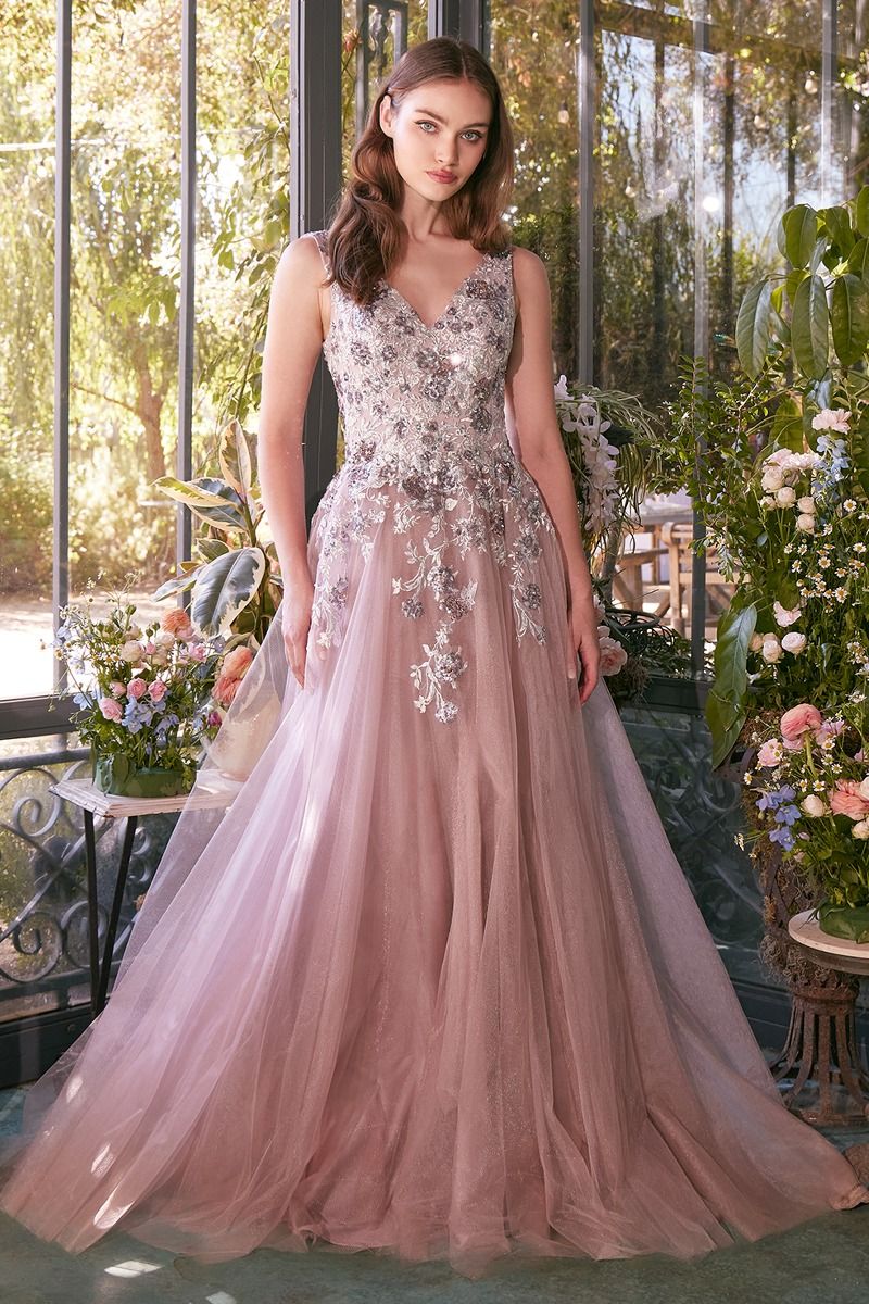 ROSALINDA Sequin Tulle Prom Dress Elegant A-Line Gown One Honey