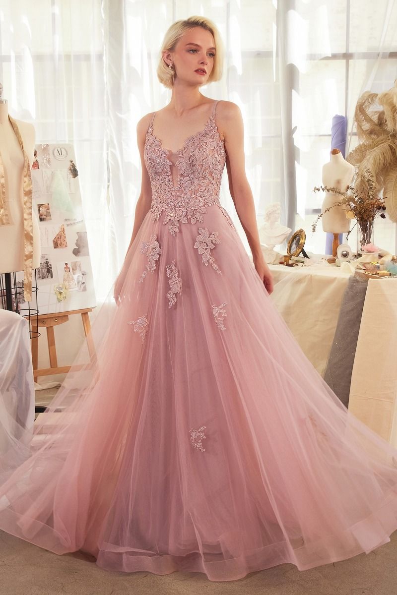 FIFE Lace Applique Tulle A Line Prom & Formal Dress in Australia | One Honey Boutique