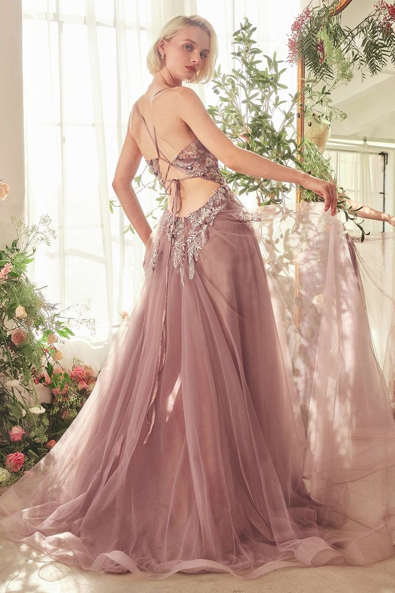 FINELLA Lace Applique Keyhole Back Tulle A Line Prom & Formal Dress English Violet / 2 USA FINELLA Lace Applique Keyhole Back Tulle A Line Prom & Formal Dress English Violet / 2 USA