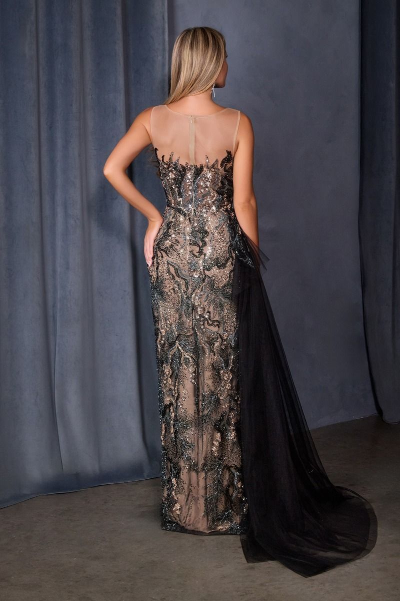 MAIE Couture Black & Nude Illusion Mesh Evening Formal Gown in Australia | One Honey Boutique
