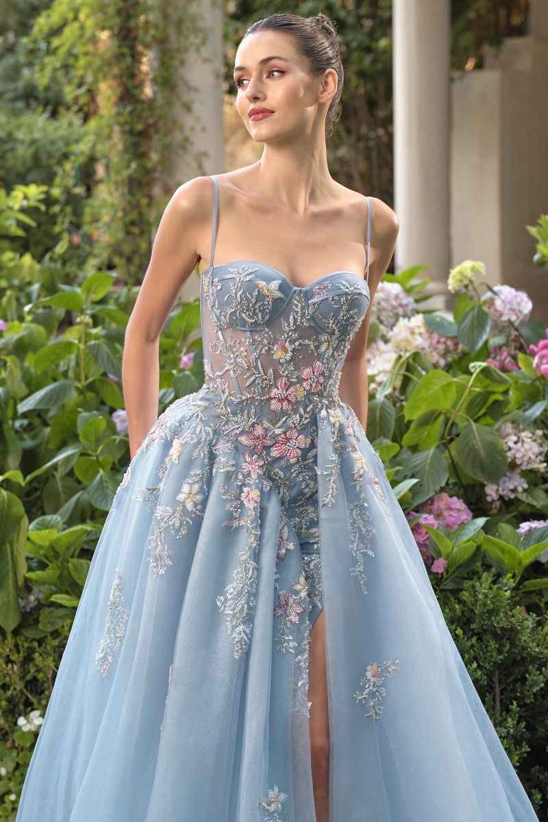 MONET Couture Romantic Tulle & Embroidery Overskirt Gown