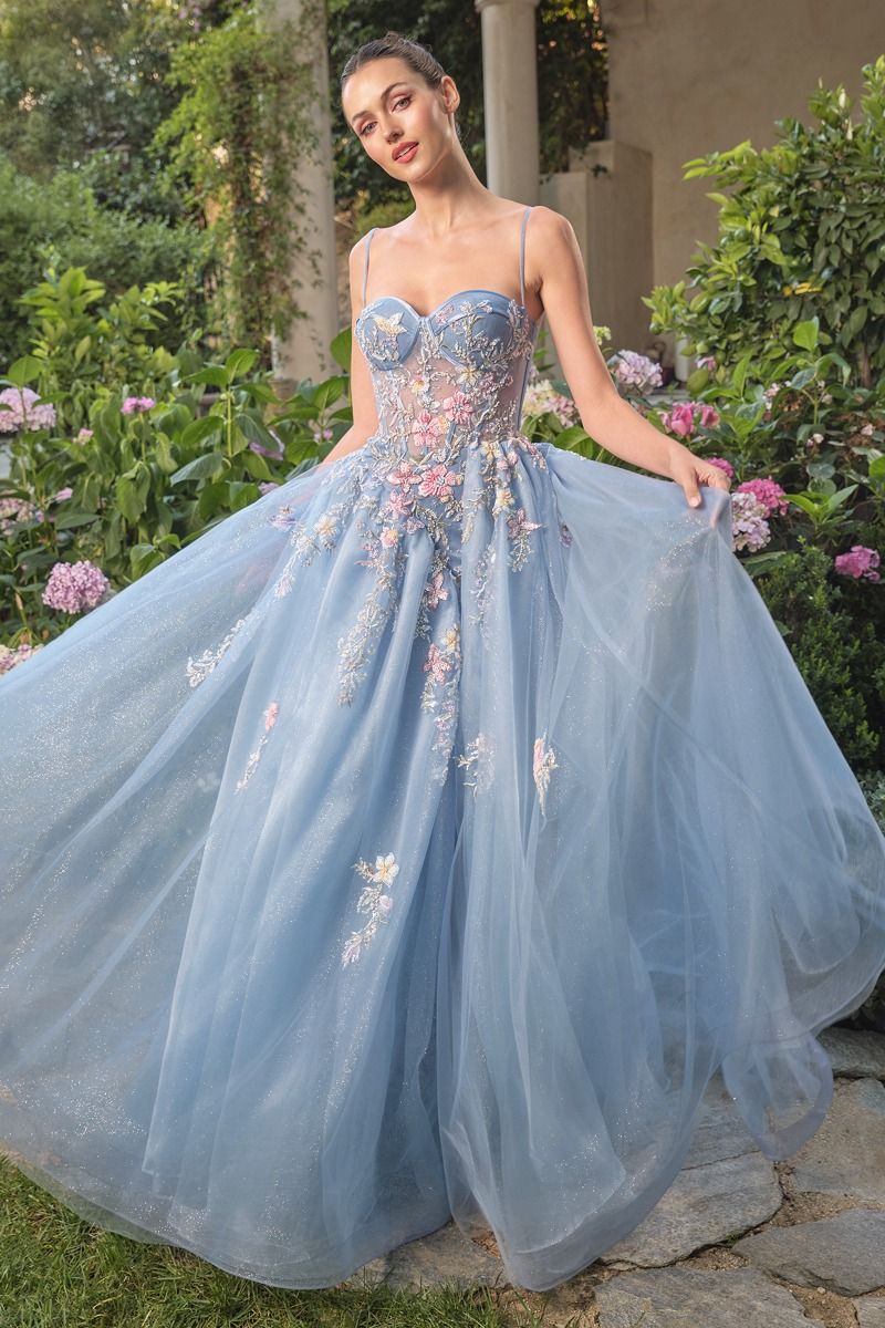MONET Couture Romantic Tulle & Embroidery Overskirt Gown