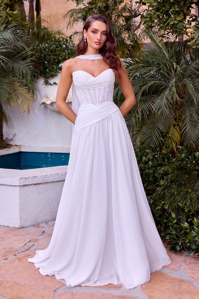 ALMA Sweetheart Pleated Chiffon A - Line Formal Bridal Gown in Australia | One Honey Boutique