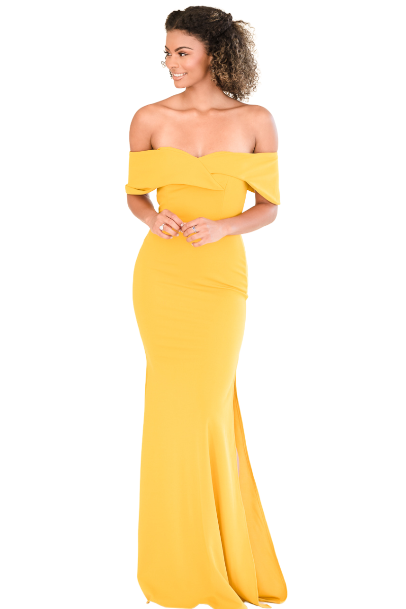 Pia Gladys Perey AMANDA Stretch Crepe Off Shoulder Mermaid Bridesmaid Dress