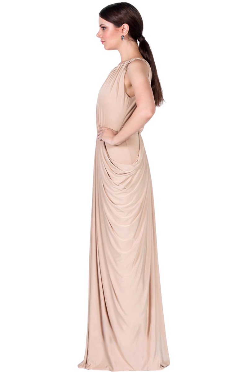 AMBROSIA Silk Jersey Mermaid Bridesmaid Maxi Dress with draped fabric and elastic waist. Brisbane to Gold Coast, Australia.
