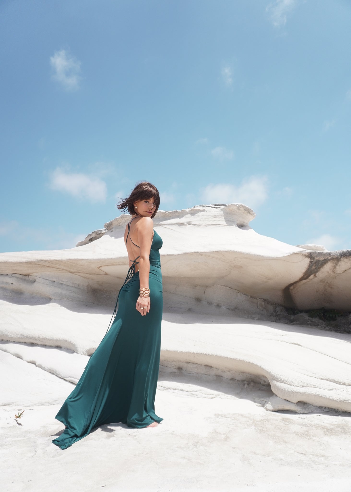 Amy Taylor KORISSA formal gown by Australian designer, featuring elegant halter neck, corset fit, and bodycon mermaid silhouette.