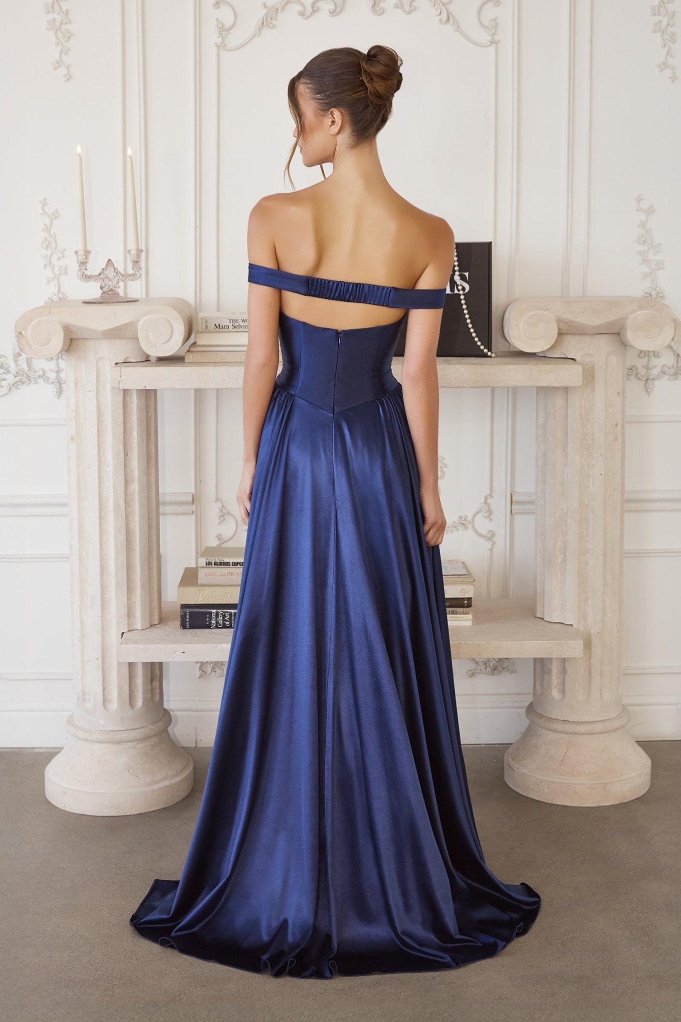 ANGELINA Off - the - Shoulder Satin A - Line Prom & Formal Dress in Australia | One Honey Boutique