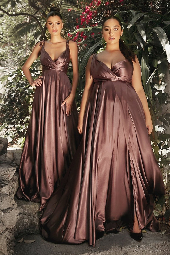 HUNTAR Silky Ruched Front Cross Over Bust Bridesmaid Formal Dress
