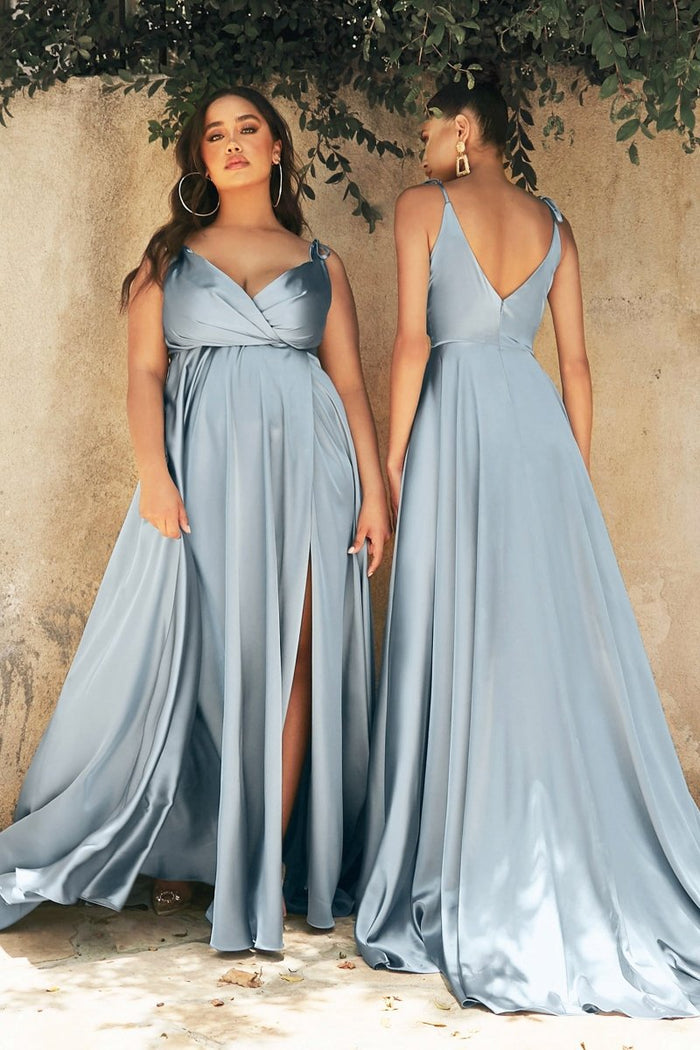 Honey Couture HUNTAR Dusty Blue Green Silky A Line Bridesmaid Formal Dress (RED TAG FINAL SALE)