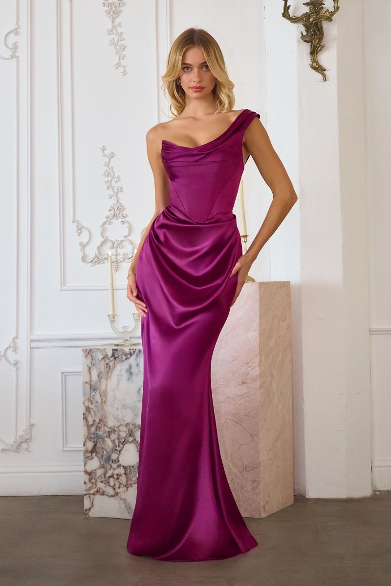 BIANCA One - Shoulder Stretch Satin Mermaid Prom & Semi Formal Dress in Australia | One Honey Boutique
