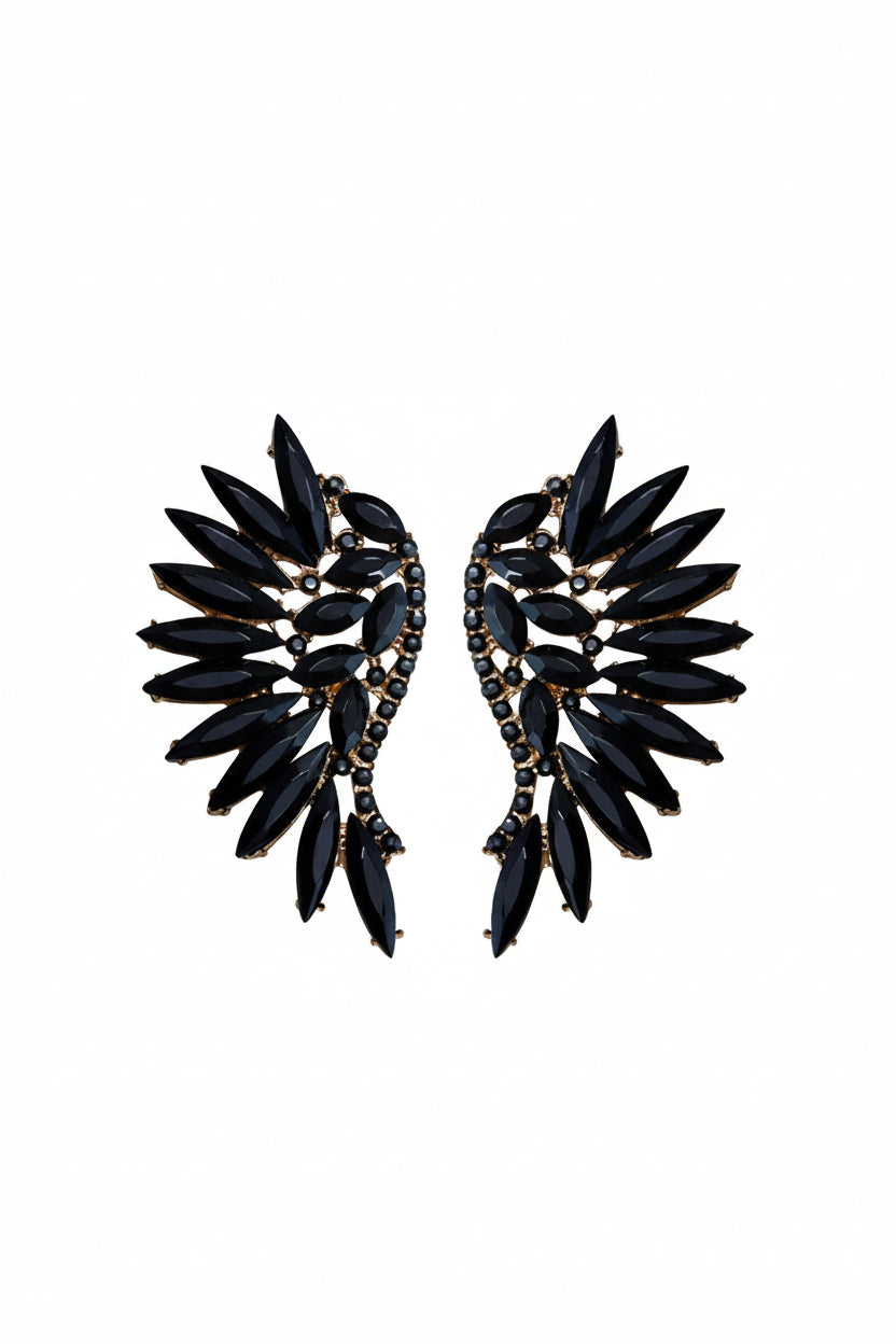Black Crystal Wing Statement Earrings in Australia | One Honey Boutique