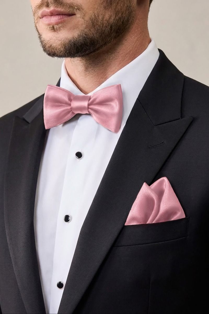 Men's Satin Formal Bow Tie & Pocket Square Set
