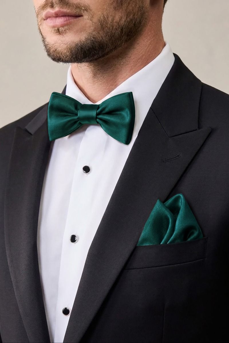 Men's Satin Formal Bow Tie & Pocket Square Set