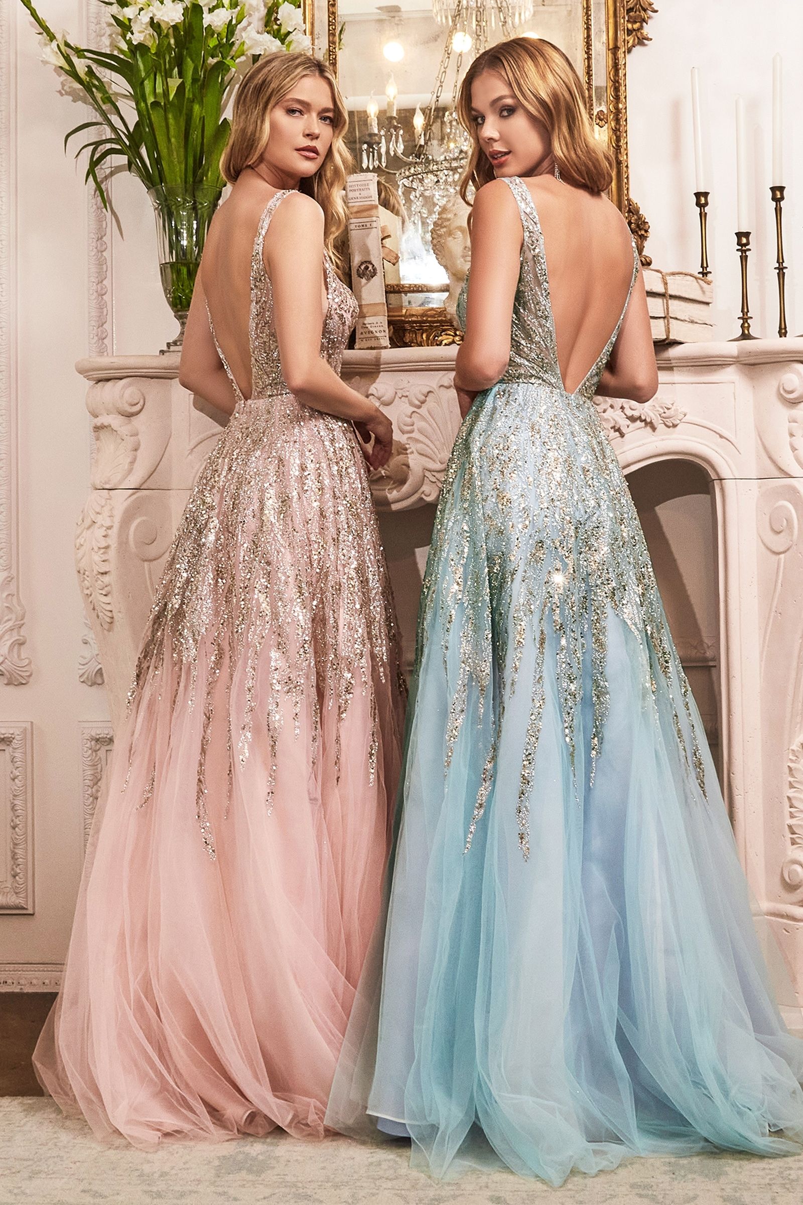 VIANNE Glitter Tulle A-Line prom gown with shimmering bead embellishments, Brisbane to Gold Coast.